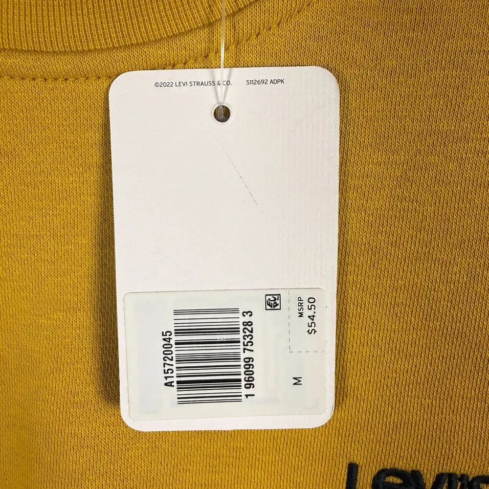 NWT Levi's Men's Crewneck Fleece Lined Sweatshirt Mustard Golden Yellow Medium